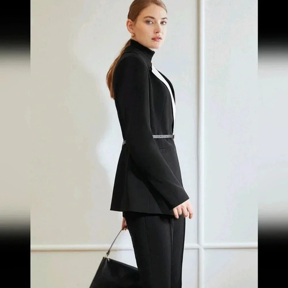 PREMIUM TWO TONE WRAP BELTED BLAZER - Picture 8 of 9